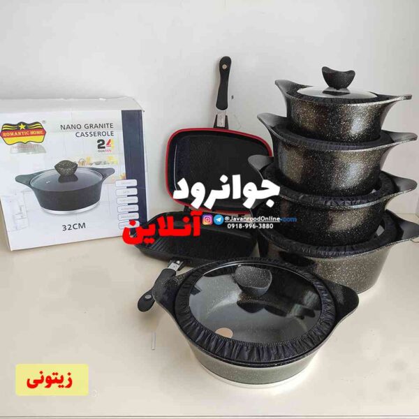 سرویس قابلمه رومانتیک هوم نانو گرانیت 12 پارچه روما Roma