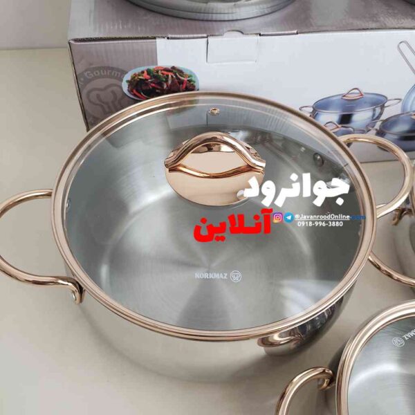 سرویس قابلمه کرکماز A1800S استیل دسته طلایی تامبیک 9 پارچه