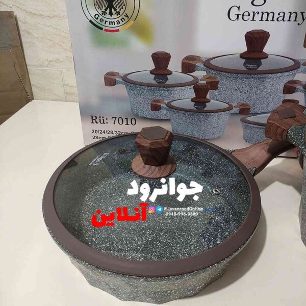 سرویس قابلمه دسته چوبی روگن آلمان 10 پارچه نانو گرانیت Rugen ru7010