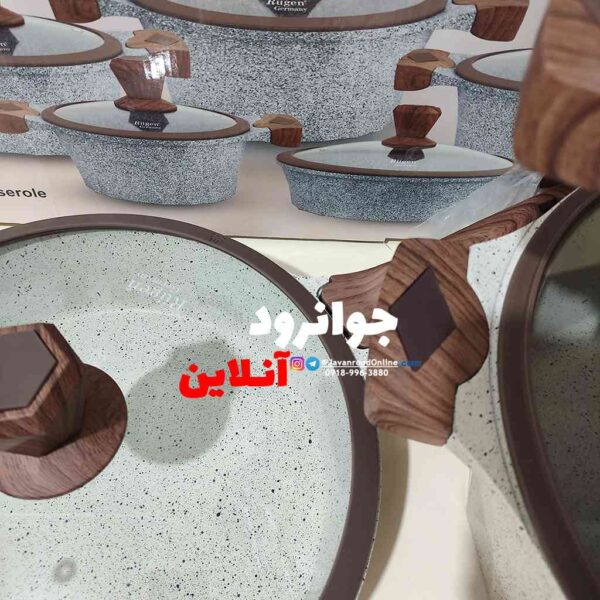 سرویس قابلمه گرانیتی روگن 10 پارچه دسته چوبی RU7010