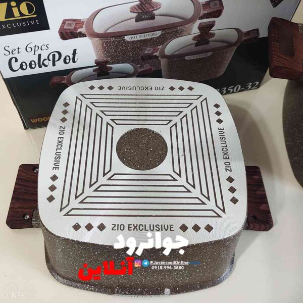 قابلمه مربعی 6 پارچه زیو طرح جامبو سایز 32 مدل Jambo -Z-8350-32