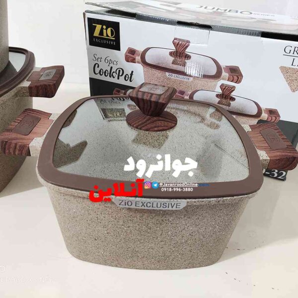 قابلمه مربعی 6 پارچه زیو طرح جامبو سایز 32 مدل Jambo -Z-8350-32