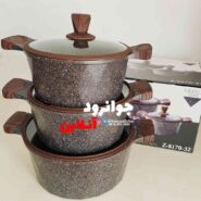 قابلمه 6 پارچه زیو طرح دیاموند سایز 32 دسته چوبی مدل Z-8170-32