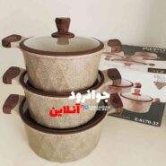 19938قابلمه 6 پارچه زیو طرح دیاموند سایز 32 دسته چوبی مدل Z-8170-32