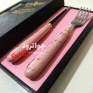 کارد و چنگال صورتی یونیک 12 پارچه طرح صاعقه