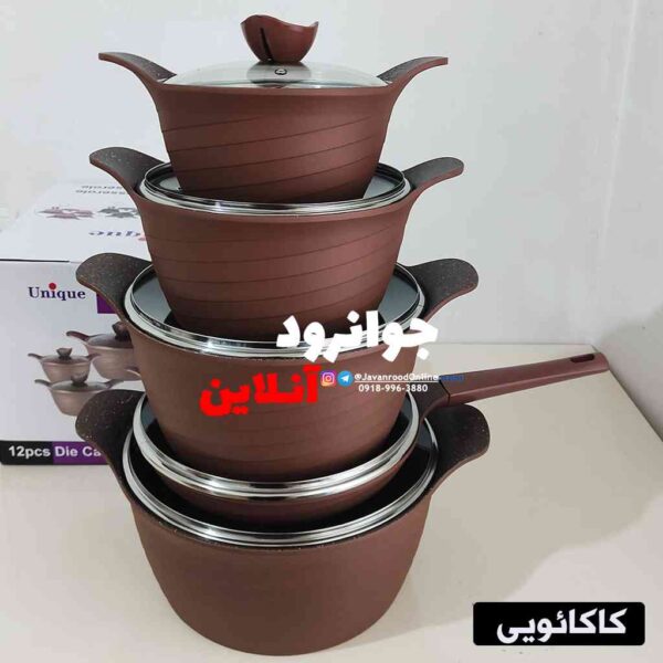 سرویس قابلمه یونیک 12 پارچه پرو نانو گرانیت طرح لبخندی Unique