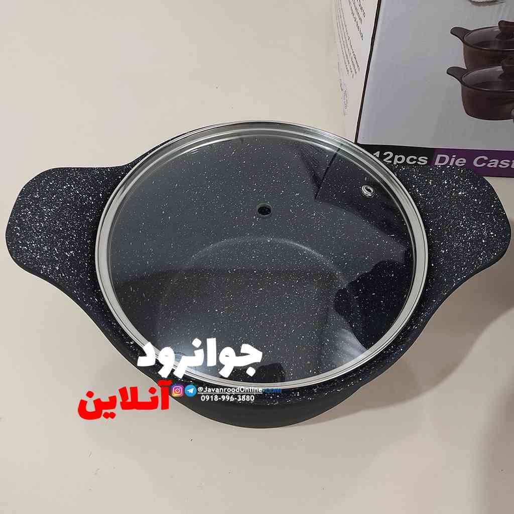 سرویس قابلمه یونیک 12 پارچه پرو نانو گرانیت طرح لبخندی Unique