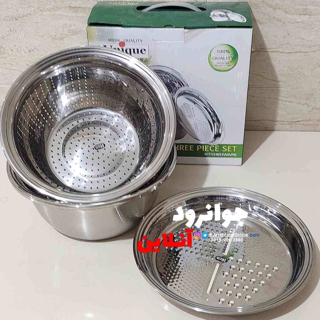 آبکش لگن رنده دار استیل یونیک سایز 26 Unique