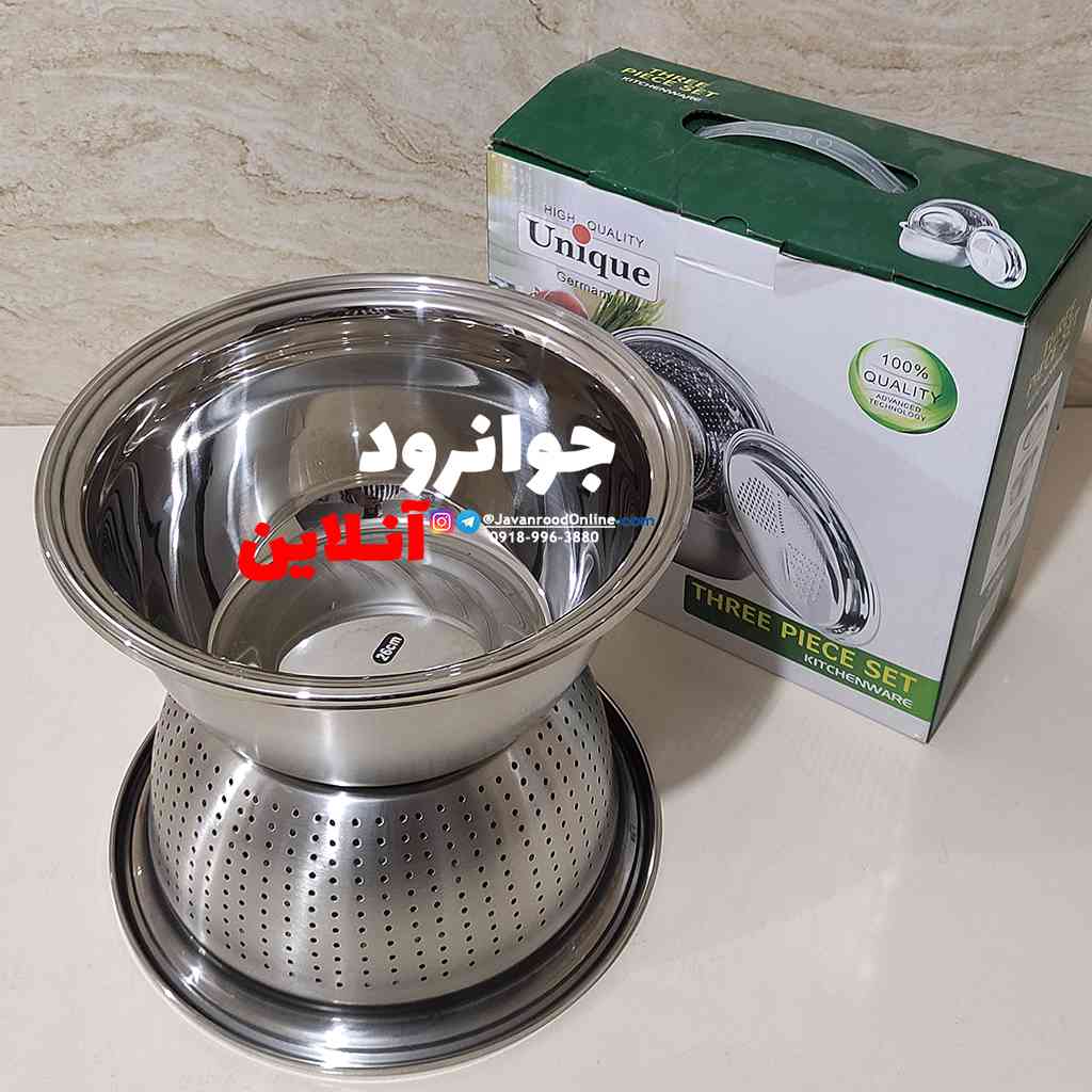 آبکش لگن رنده دار استیل یونیک سایز 26 Unique