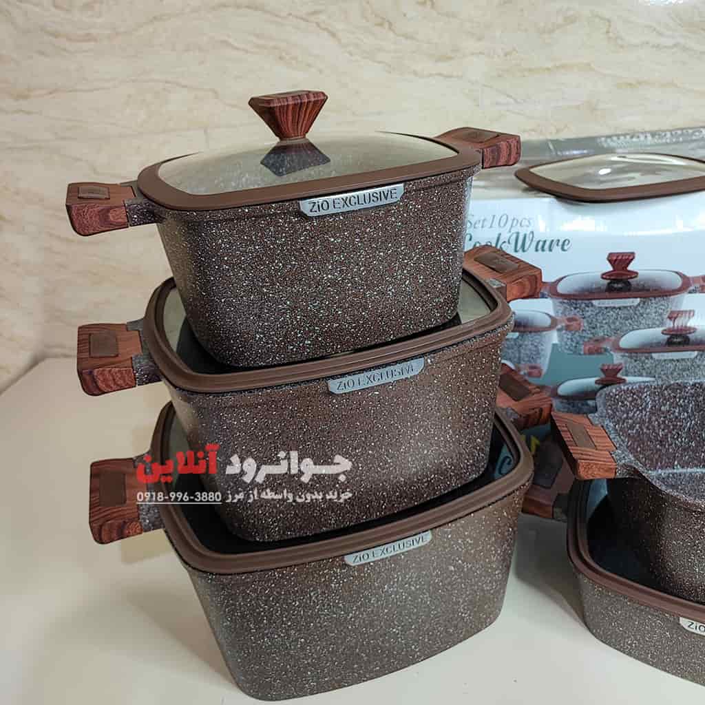 سرویس قابلمه مربعی زیو 10 پارچه جامبو مدل Zioz Z-7170