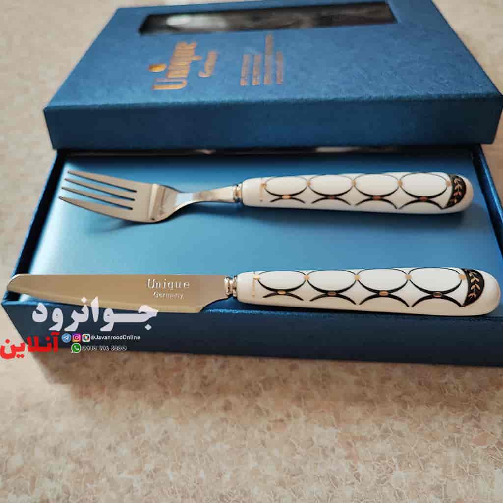 کارد و چنگال میوه خوری یونیک طرح حلقه ای بسته 12 عددی