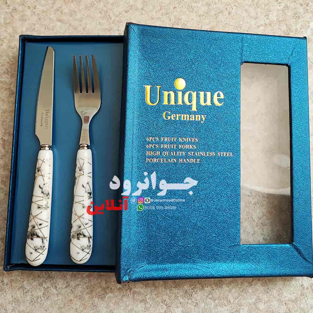 کارد چنگال سرامیک یونیک طرح سنگی بسته 12 عددی