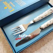 کارد چنگال سرامیک یونیک طرح سنگی بسته 12 عددی