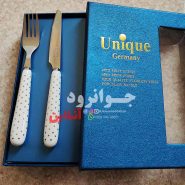 کارد و چنگال سفید یونیک بسته 12 عددی طرح خالدار