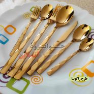 قاشق چنگال طلایی یونیک طرح راگوسا 120 پارچه اروپایی لاکچری