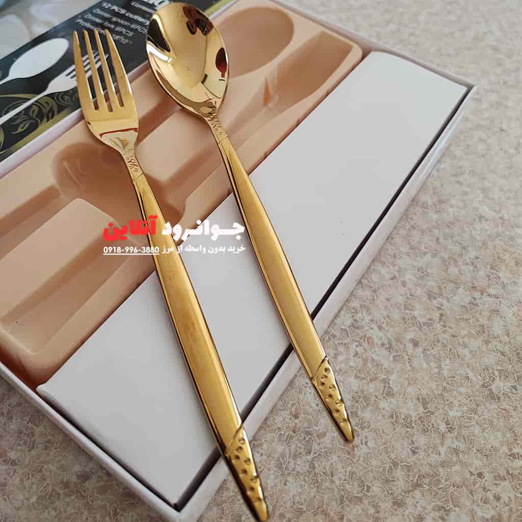 قاشق چنگال یونیک طلایی طرح پراتو بسته 12 عددی 4 میل اصل UN-C12