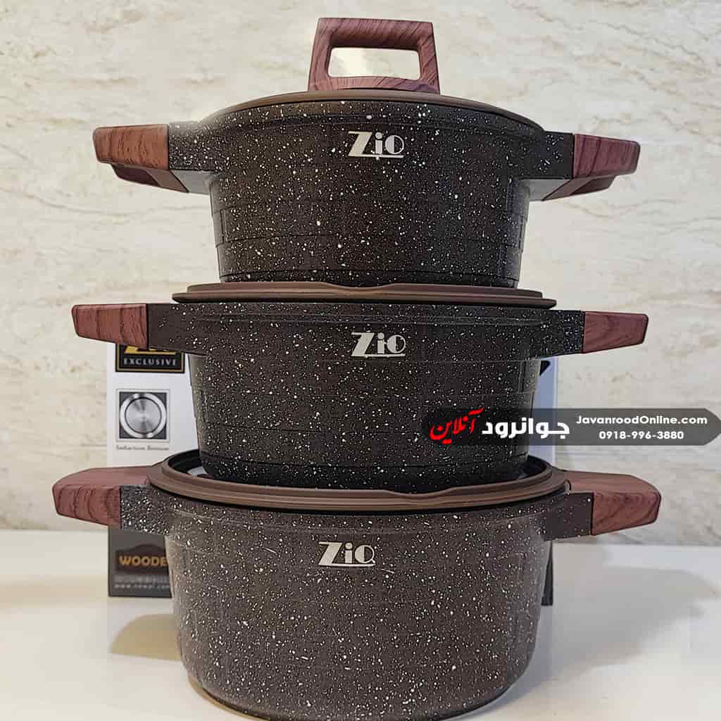 قابلمه زیو گرانیت پیراماید 6 پارچه سایز 24 مدل ZCS-8546S24 کاکائویی سوخته