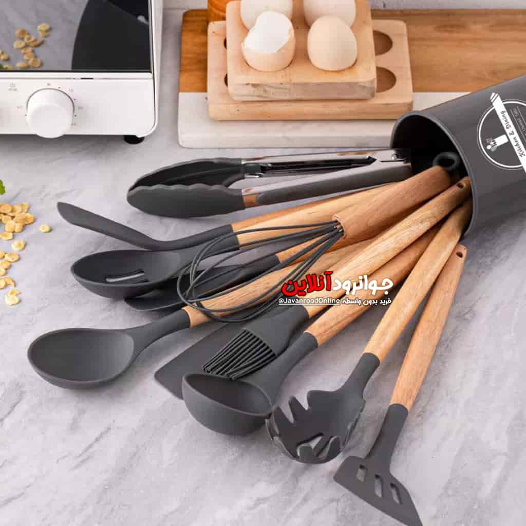 ست ابزار سیلیکونی بیزانس 12 پارچه کفگیر و ملاقه درجه یک BIZANS