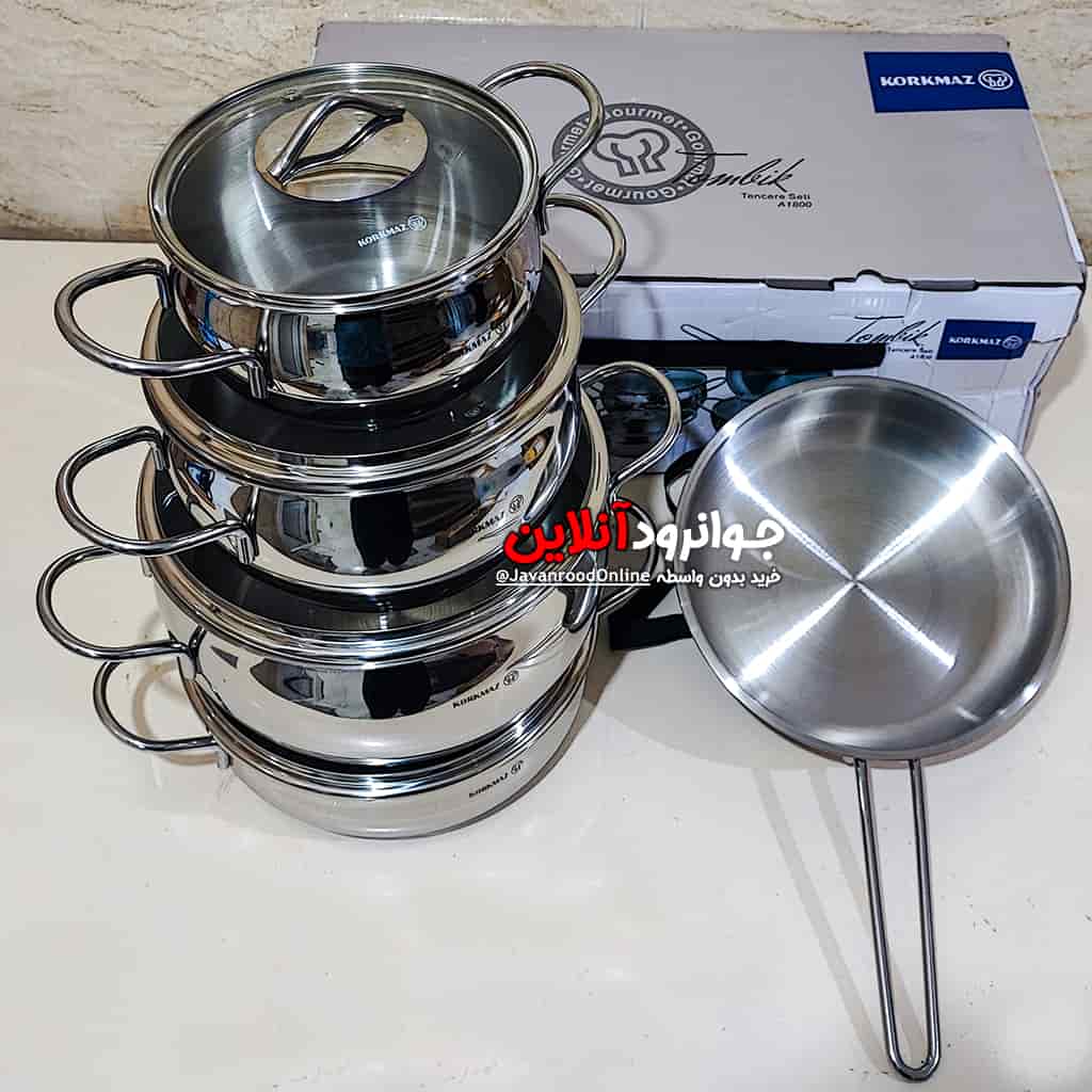 سرویس قابلمه کرکماز استیل 9 پارچه تامبیک Korkmaz Tombik A1800