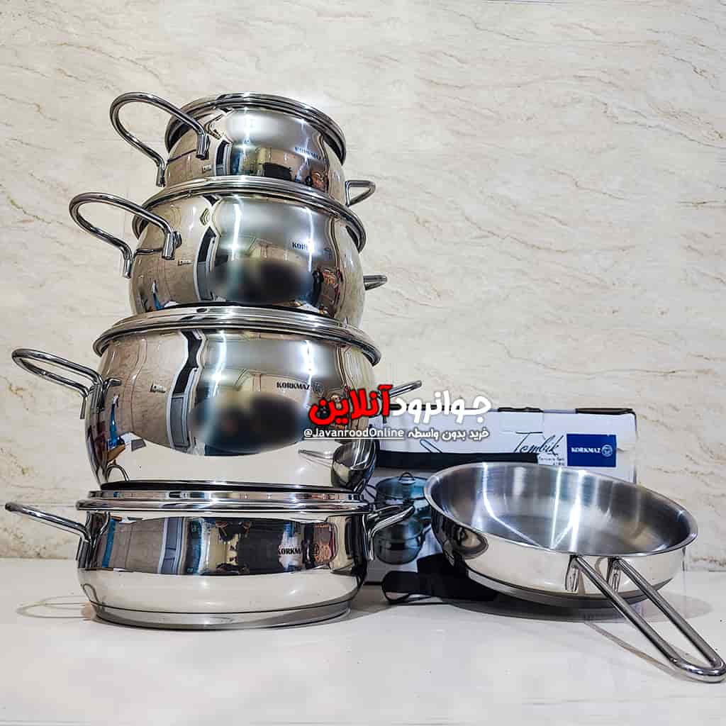سرویس قابلمه کرکماز استیل 9 پارچه تامبیک Korkmaz Tombik A1800