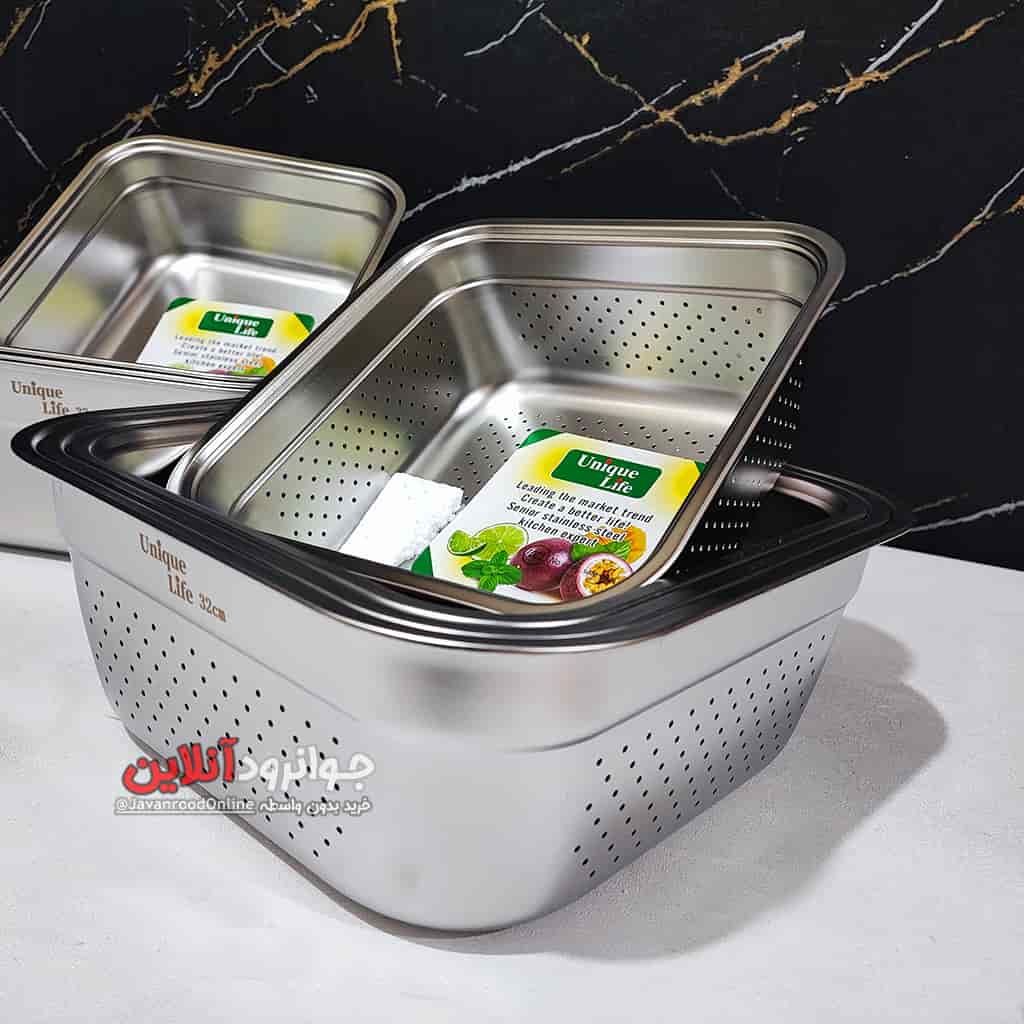 آبکش لگن مربع یونیک لایف 8 عددی اصلی Unique Life