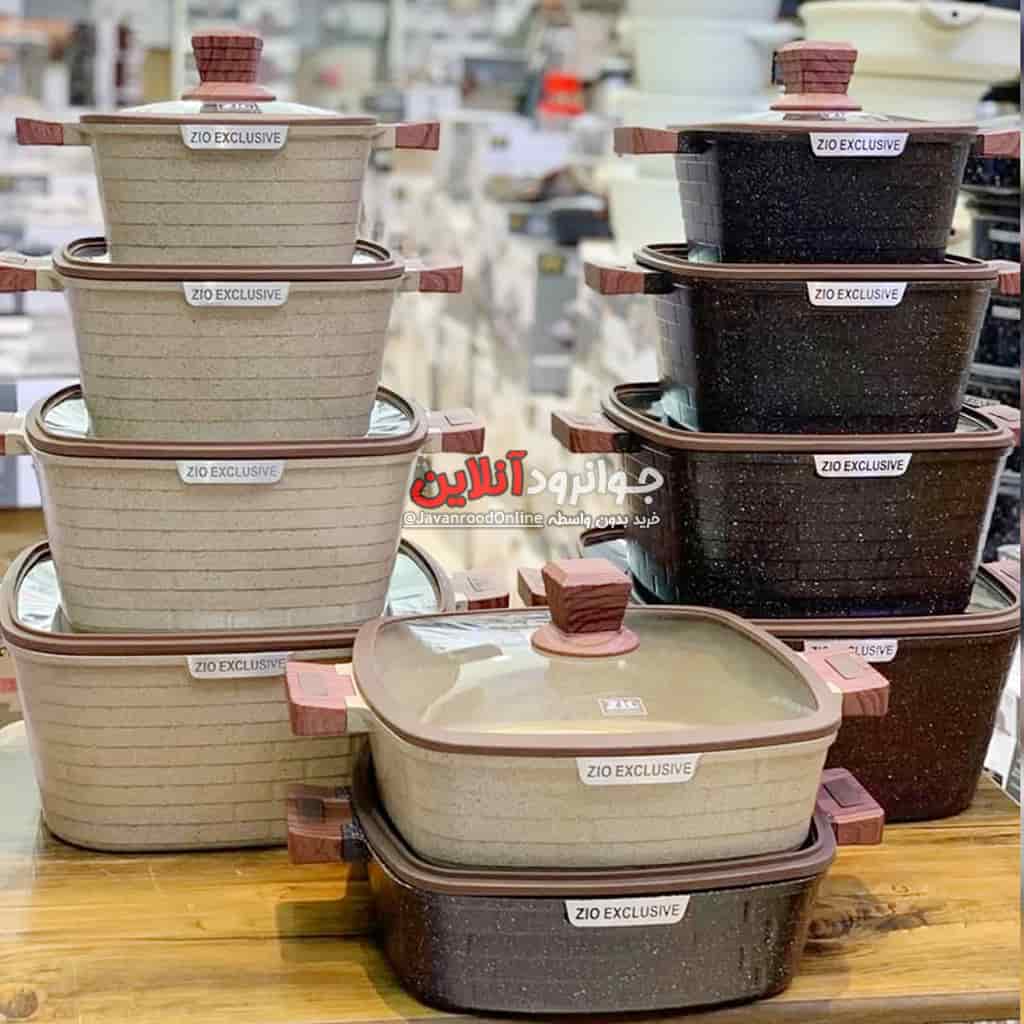 سرویس قابلمه زیو مربع ZCS-8560 Zio Castle طرح آجری کاستل 10 پارچه