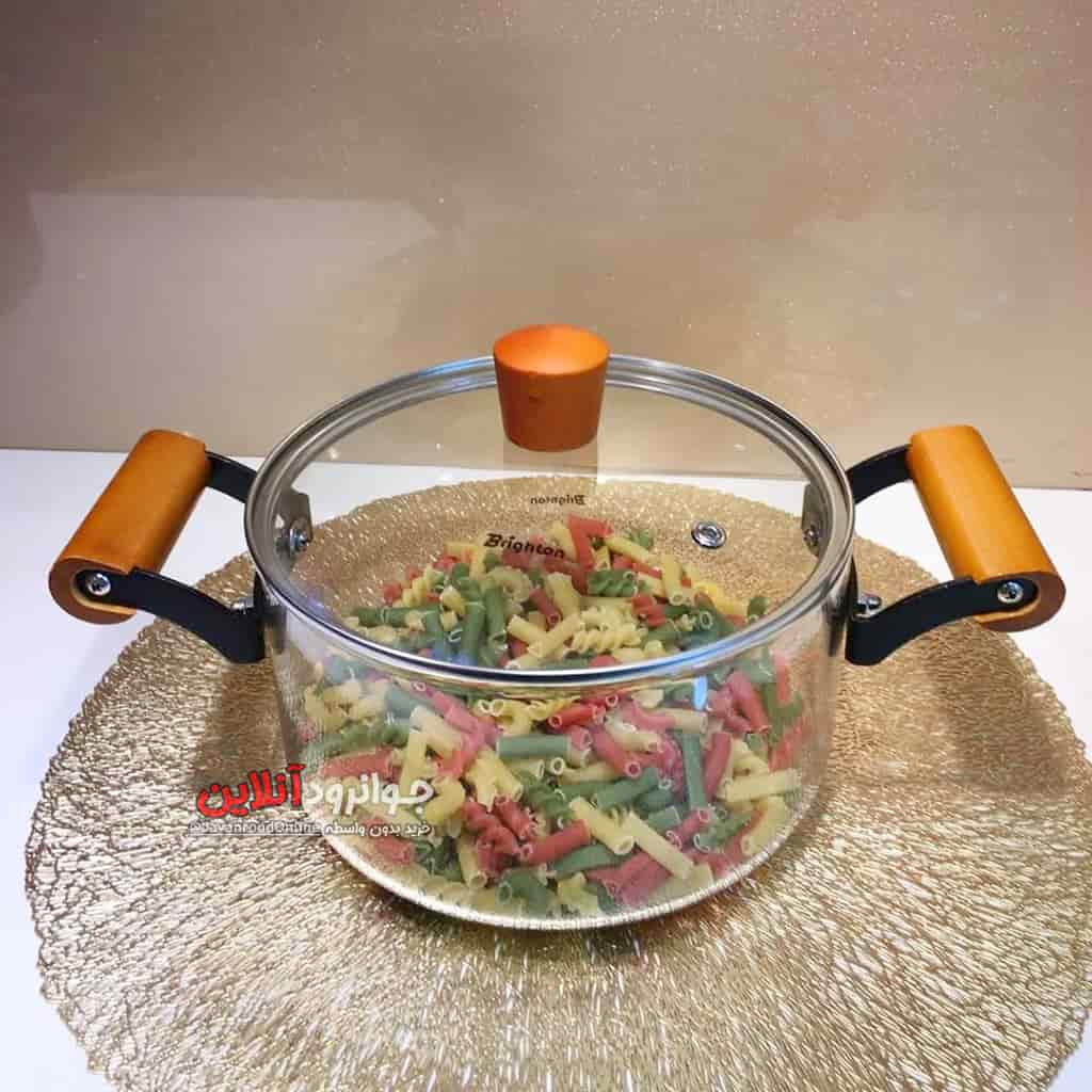 قابلمه شیشه ای 3.5 لیتر دسته چوبی وارداتی اصل ANSNOW 3.5L