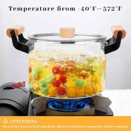 قابلمه شیشه ای 4.5 لیتر دسته چوبی وارداتی اصلی ANSNOW 4.5L