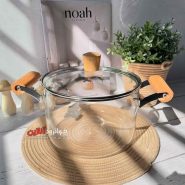 قابلمه شیشه ای 4.5 لیتر دسته چوبی وارداتی اصلی ANSNOW 4.5L