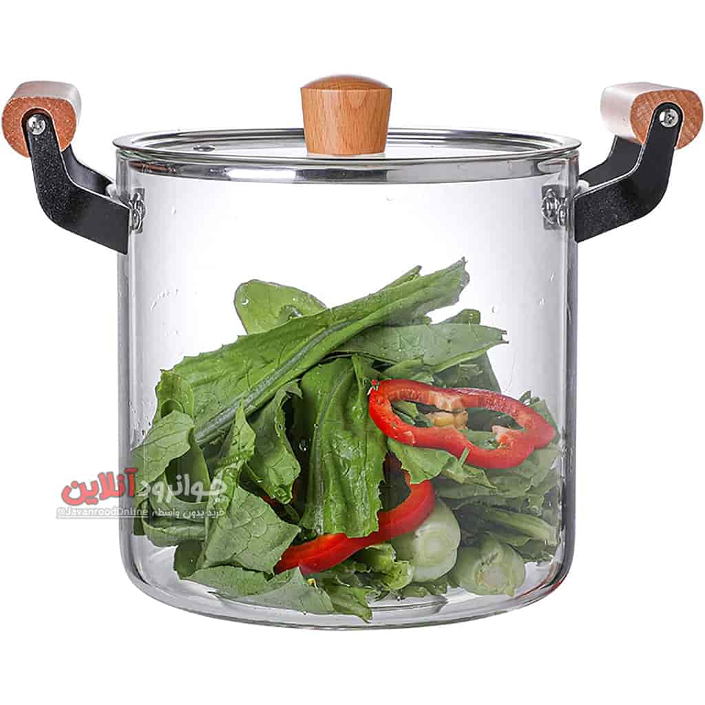 قابلمه شیشه ای 5.5 لیتر دسته چوبی وارداتی اصلی ANSNOW 5.5L
