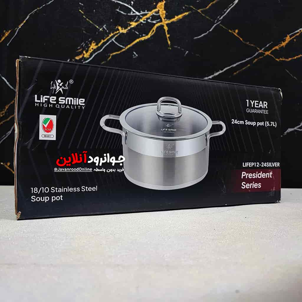 قابلمه استیل لایف اسمایل سایز 24 مدل Life Smile Lifep-12-24Silver