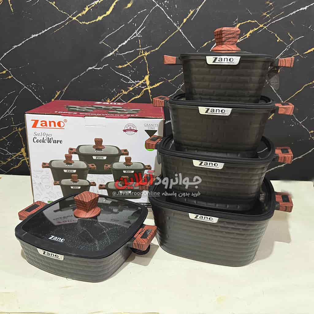 سرویس قابلمه زانو مربع آجری 10 پارچه Zano ZA-3539