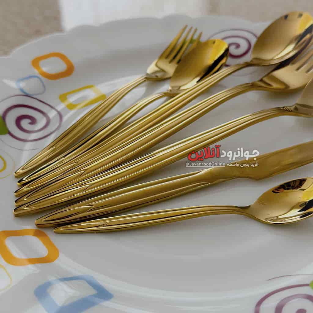 قاشق چنگال طلایی یونیک طرح لیز 120 پارچه Unique 120