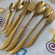 قاشق چنگال یونیک طلایی طرح مکعبی 120 پارچه Unique 120Pcs