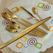 قاشق چنگال طلایی یونیک طرح لیز 120 پارچه Unique 120