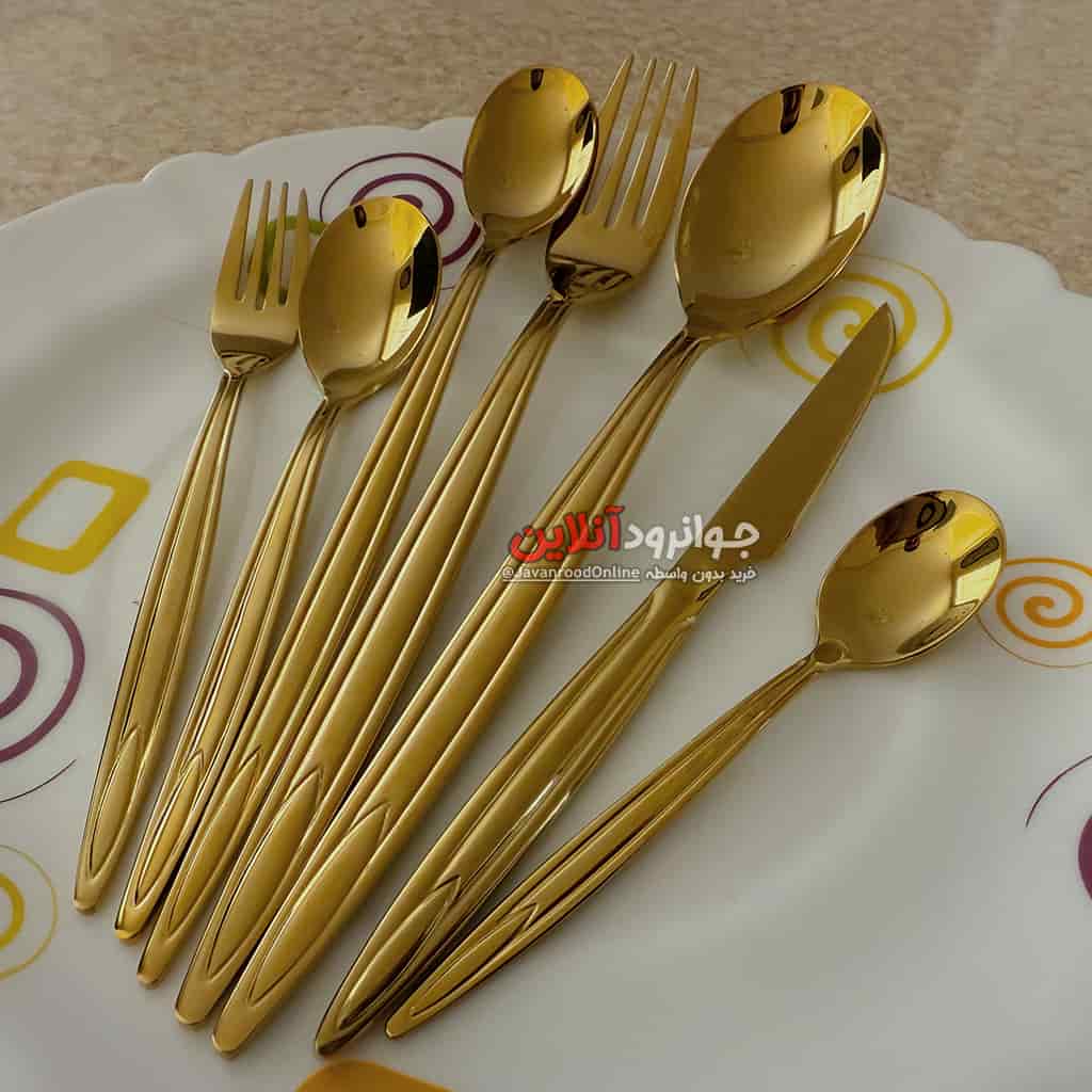 قاشق چنگال طلایی یونیک طرح لیز 120 پارچه Unique 120