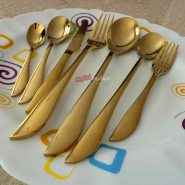 قاشق چنگال یونیک طلایی طرح مکعبی 120 پارچه Unique 120Pcs