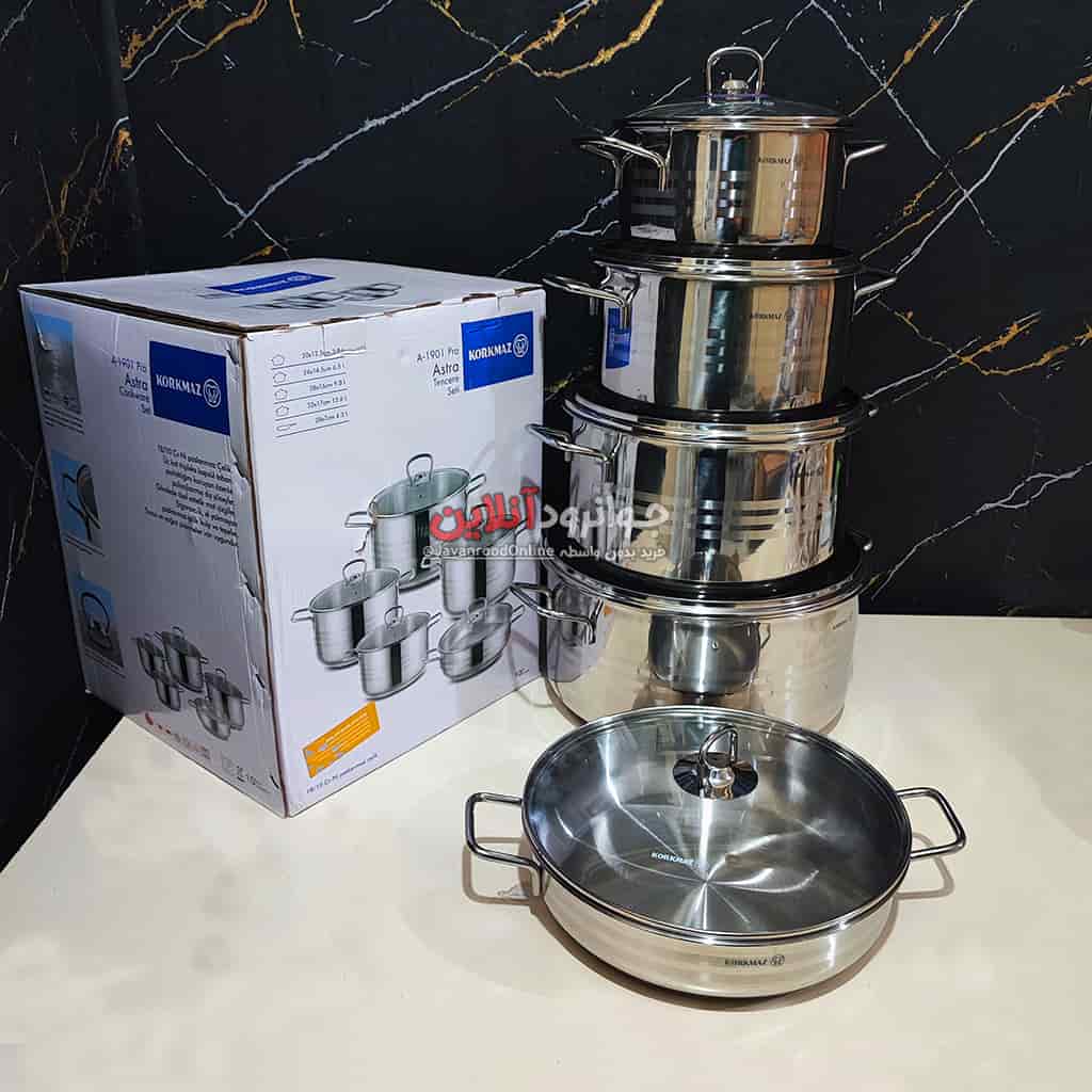 سرویس قابلمه کرکماز استیل 10 پارچه A-1901 Pro Astra Korkmaz