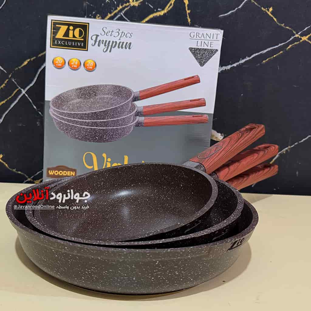 تابه دسته بلند زیو 3 عدد گرانیتی ZIO ZFS-8505S28