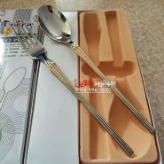 قاشق چنگال یونیک طرح آپولو بسته 12 عددی 5 میل نیمه طلایی اروپایی UP-3