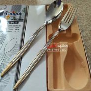 قاشق چنگال یونیک طرح لیزاک بسته 12 عددی نیمه طلایی اروپایی UP-4