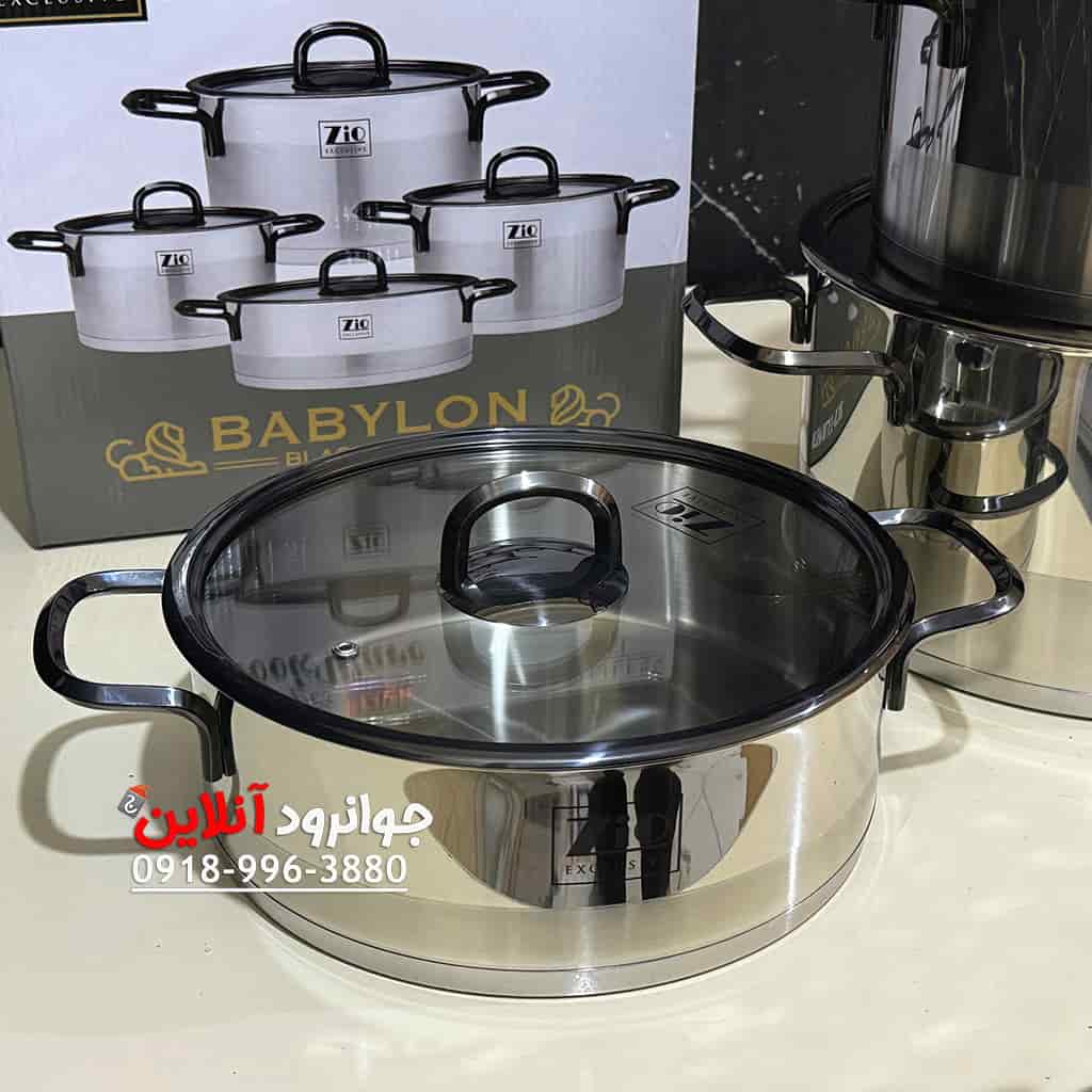 سرویس قابلمه استیل زیو 8 پارچه بابیلون سایز 28 مدل ZIO Babylon ZCS-1378S28