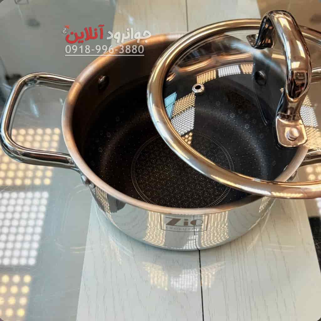 سرویس قابلمه زیو ZCS-1556 استیل 8 پارچه لیزری سایز 28