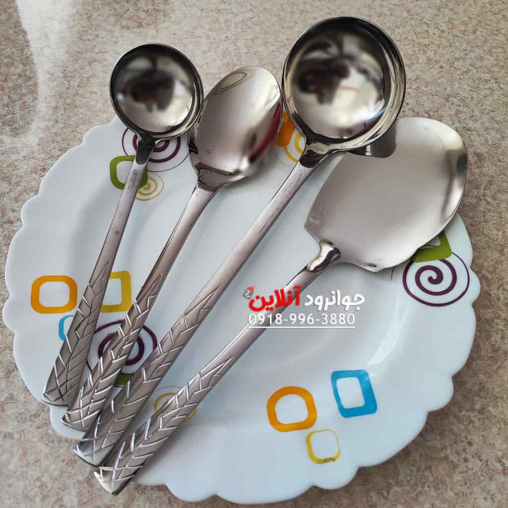 قاشق چنگال یونیک طرح گندمی استیل 120 پارچه 24 نفره Unique UN-Gandom